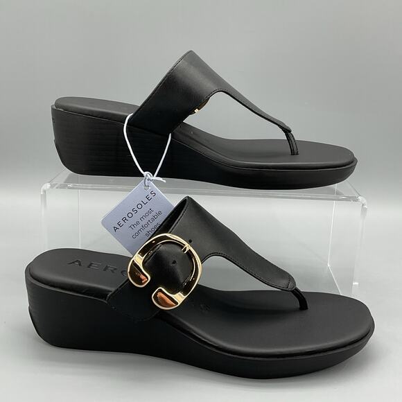 AEROSOLES Shoes - NEW Aerosoles Women’s Izola Wedge Sandals Black Size 6.5M